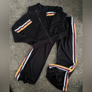 Express Black Rainbow Track Suit
